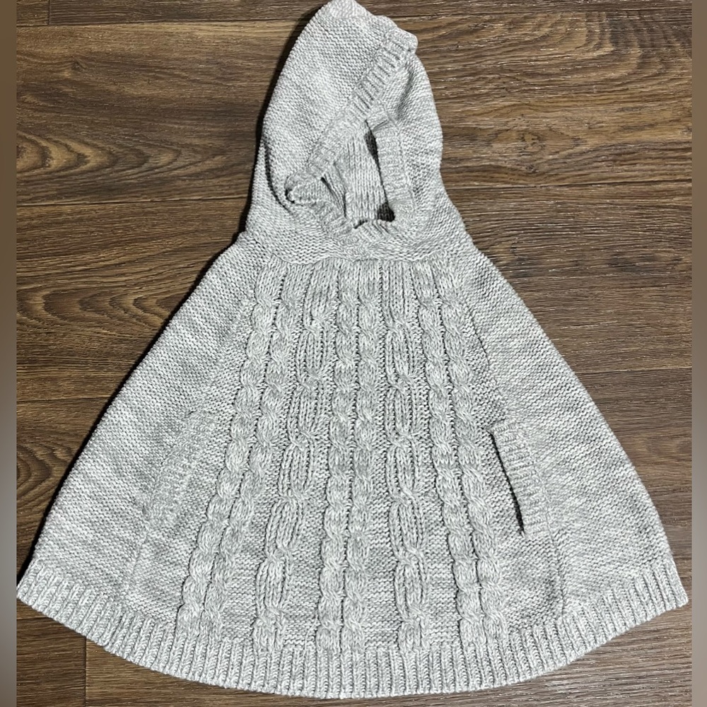 Preloved-OshKoshB’Gosh Toddler Hooded Knit Poncho, Toddler Girls